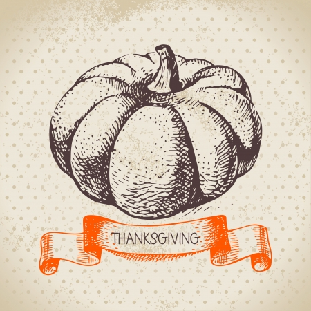 Hand drawn vintage Thanksgiving Day backgroundのイラスト素材