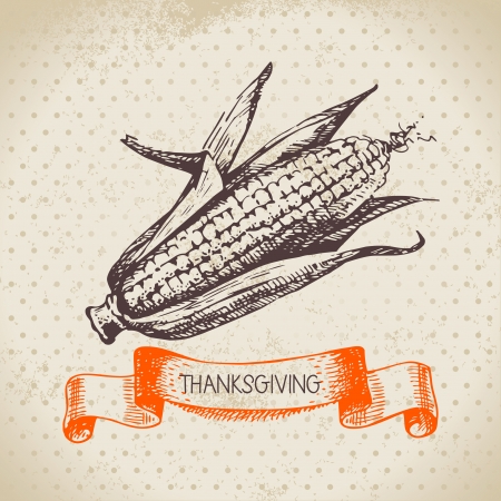 Hand drawn vintage Thanksgiving Day backgroundのイラスト素材