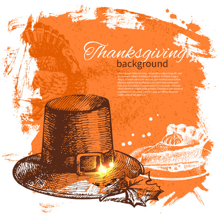 Hand drawn vintage Thanksgiving Day backgroundのイラスト素材
