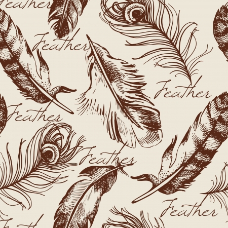 Vintage feather seamless patternのイラスト素材