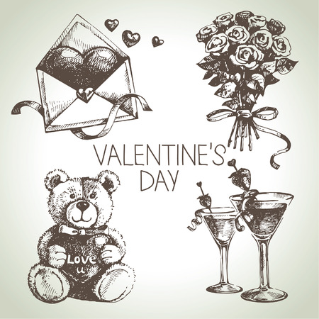 Set of Valentine's Day. Hand drawn illustrationsのイラスト素材