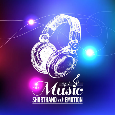 Music background. Hand drawn illustration and typography designのイラスト素材