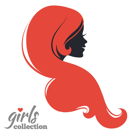 Beautiful woman silhouette  Girls collectionのイラスト素材