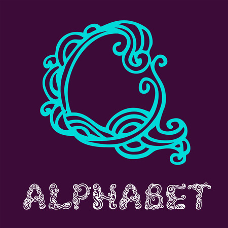 Doodle hand drawn sketch alphabet. Letter Q のイラスト素材