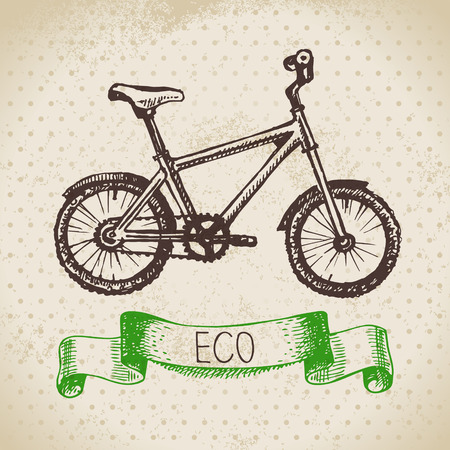 Sketch ecology vintage background. Hand drawn vector illustrationのイラスト素材