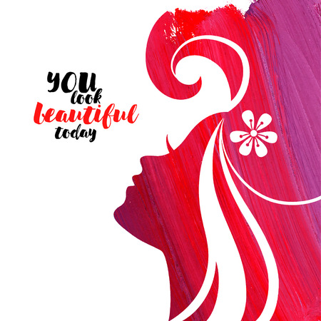 Acrylic beautiful girl. Vector illustration of woman beauty salonのイラスト素材