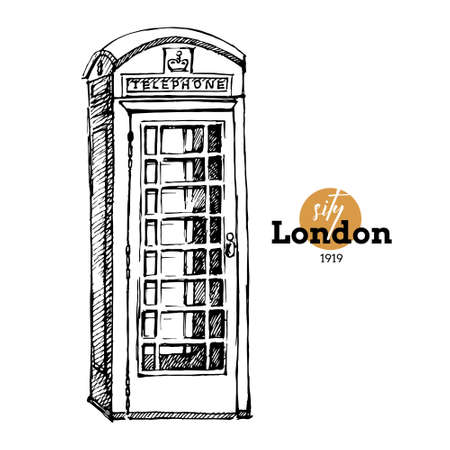Hand drawn sketch England set. Vector black and white vector vintage London illustration. Great Britain elementsのイラスト素材