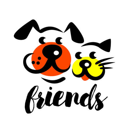 Petshop icon. Isolated vector illustration of cat and dog friendのイラスト素材