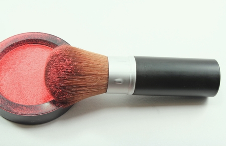 makeup brush and cosmetic powder close up, cosmeticsの写真素材