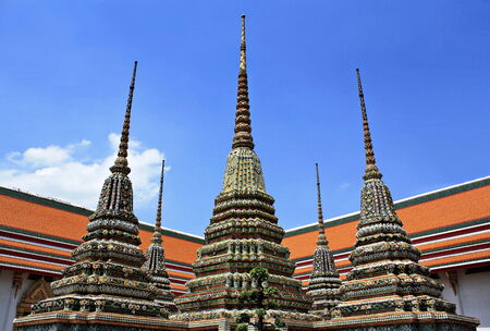 Authentic Thai Architecture in Wat Pho at Bangkok of Thailandの写真素材