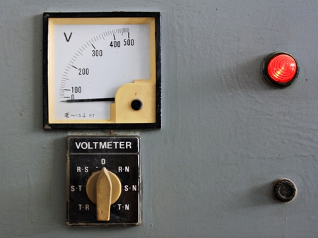 Old gauges , Control panel with voltmeterの写真素材