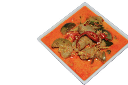 The Red curry with fish ball, Thailandの写真素材