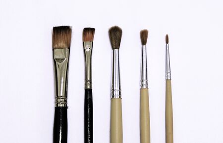 Set of paint brushes isolated on the white backgroundの写真素材