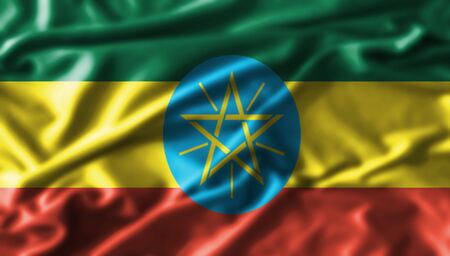 Ethiopia  fabric waving flagの写真素材