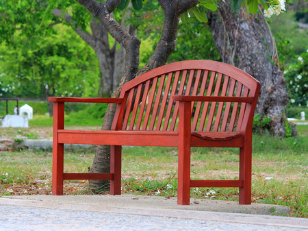 Wooden chairs in the gardenの写真素材