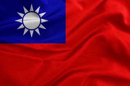 Waving flag of China. Flag has real fabric textureの写真素材