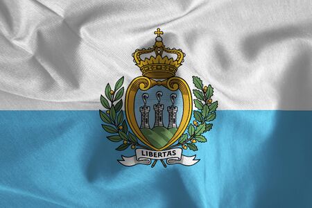San Marino flag pattern on the fabric texture ,vintage styleの写真素材