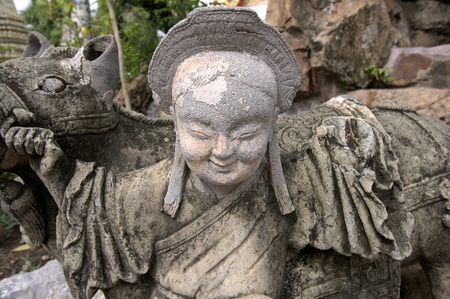BANGKOK, THAILAND - August 1 : stone statue chinese style at Wat Pho Bangkok, Thailand on August 1, 2015のeditorial素材