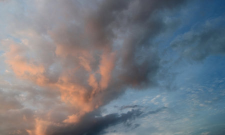 Sunset. blue sky and clouds