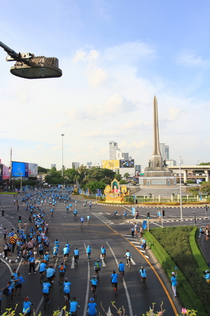 BANGKOK, THAILAND - AUGUST 16, 2015: People cycling together in the event BIKE FOR MOM in Bangkok, Thailand.のeditorial素材