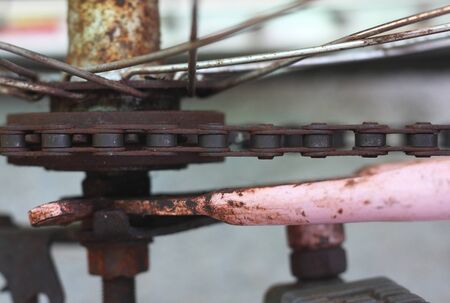 Old Chain of bicycle in wheel.の写真素材
