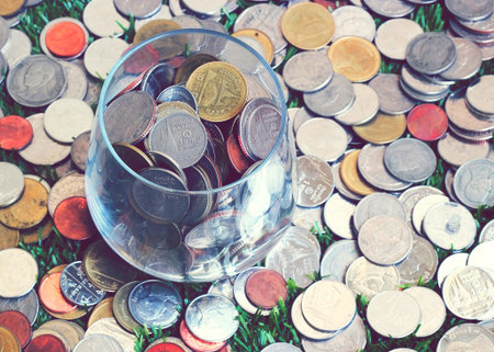 Saving money jar,Vintage Styleの写真素材