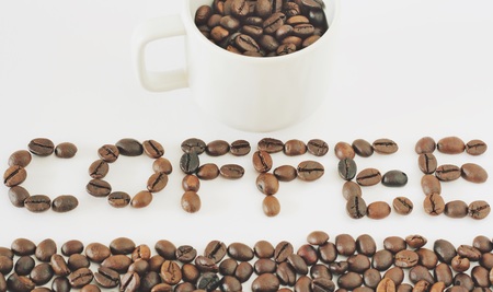 words coffee of coffee beans, can be used as a background, Soft focus, Vintageの写真素材