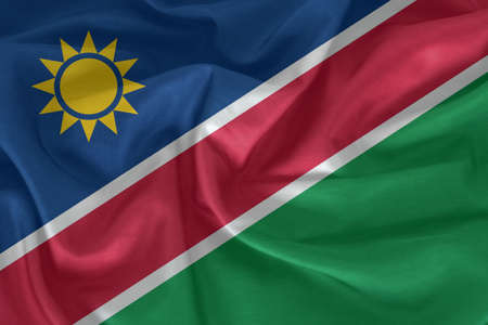 Namibia flag pattern on the fabric textureの写真素材