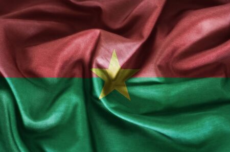 Burkina Faso flag pattern on the fabric texture ,vintage styleの写真素材