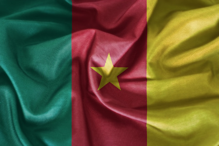 Cameroon flag pattern on the fabric texture ,vintage styleの写真素材
