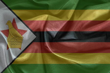 Zimbabwe flag pattern on the fabricの写真素材