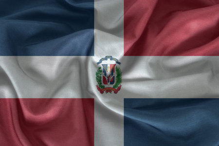 Waving colorful Dominican Republic flagの写真素材