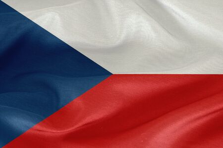 Czech Republic flag pattern on the fabric textureの写真素材
