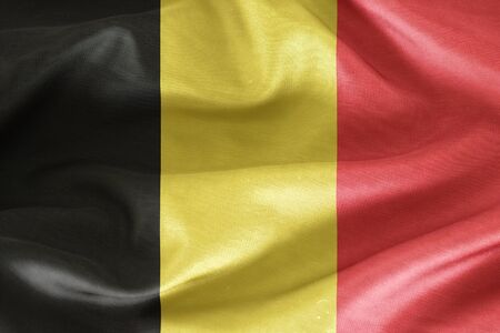 Fabric texture of the flag of Belgiumの写真素材