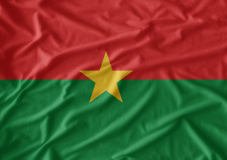 Burkina Faso waving flag , fabric textureの写真素材