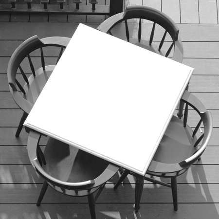 dinning table and chairs with black and white toneの写真素材