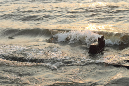 water texture and wave with sunlightの写真素材