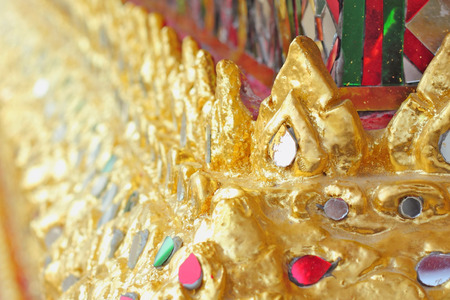 colorful mosaic pattern at Temple of the Emerald Buddha or Wat Phra Kaew at Bangkok, Thailandの写真素材