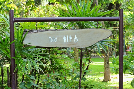 Man and a lady toilet sign in gardenの写真素材