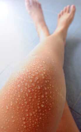 Human Skin and Sweat with light, soft focusの写真素材