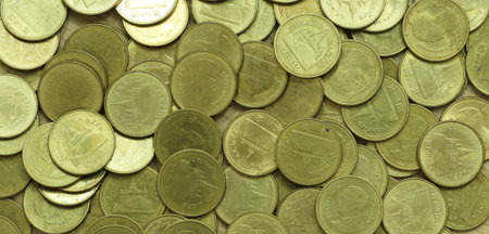 Thai baht coins. Coins of Thailand. Many of Thai baht coins background