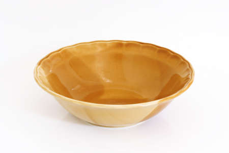 brown bowl on white backgroundの写真素材
