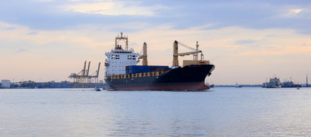 Barge in the seaport on the Black Sea