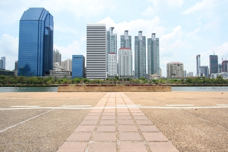 Bangkok city day view with main gardenの写真素材