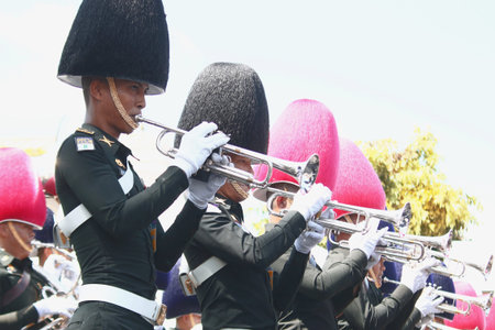 Bangkok - Thailand: October 15, 2016 The movement of the military in the orchestra to prepare for...