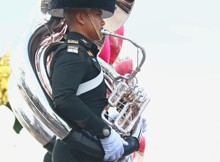 Bangkok - Thailand: October 15, 2016 The movement of the military in the orchestra to prepare for the funeral of His Majesty King Bhumibol Adulyadej (Rama IX) at Sanam Luang.のeditorial素材