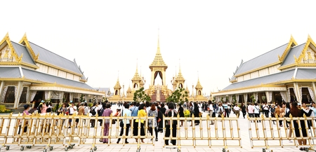 Bangkok-Thailand : November 6, 2017 Thai people visit in The Royal Crematorium of the funeral exposition for The King Bhumibol Adulyadej at Sanam Luangのeditorial素材
