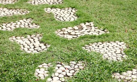 Stone pathway in the green parkの写真素材