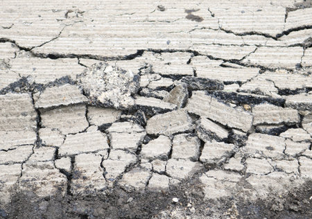 cracked cement road