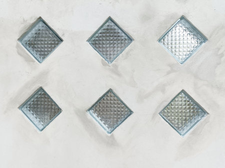 Glass blocks in construction in the roomの写真素材